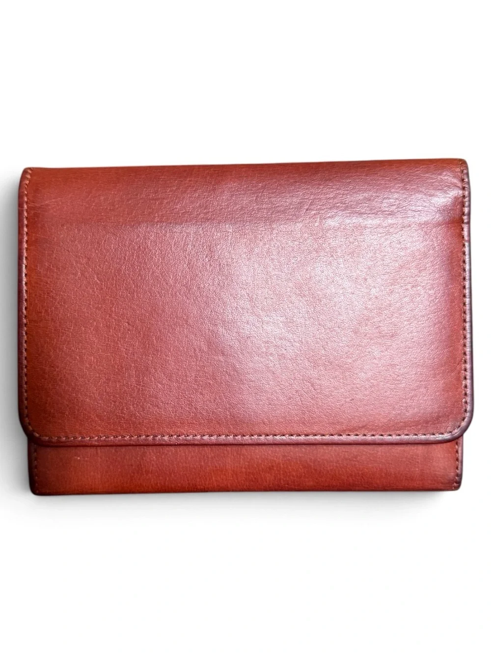 VINTAGE COACH WATER BUFFALO LEATHER COMPACT WALLET — 1980s British Tan